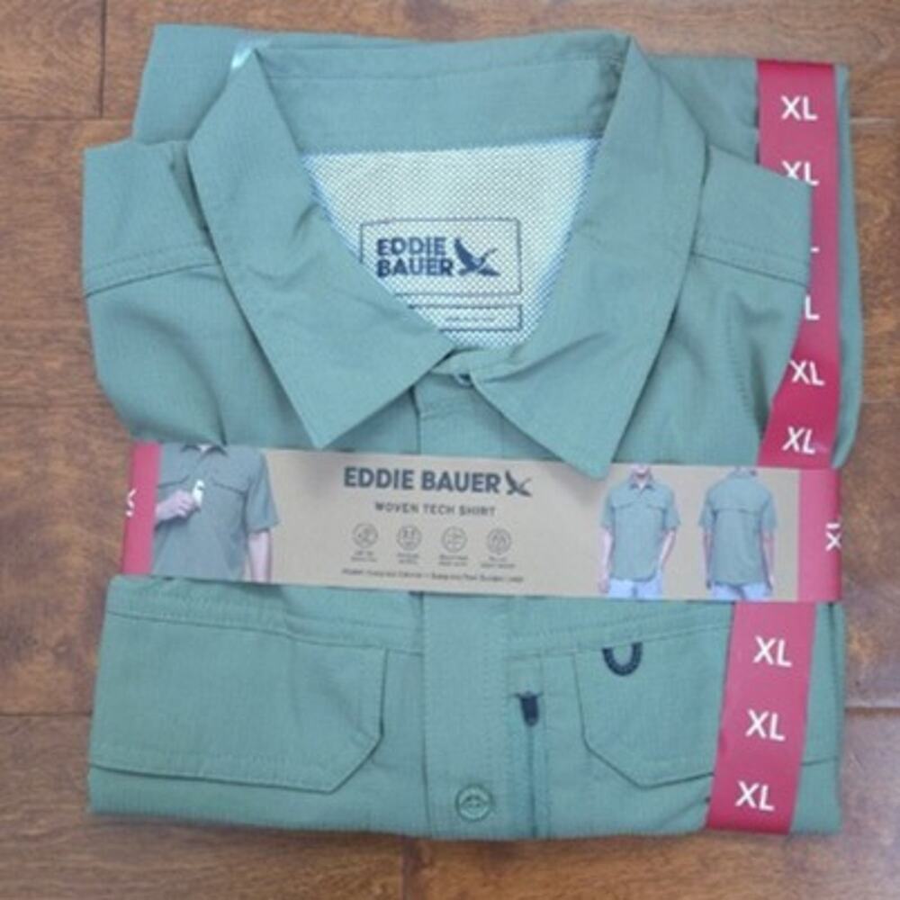 Eddie Bauer Woven Tech Shirt Men's XL Sage NWT